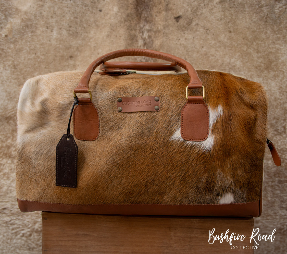 Beige Cowhide Duffel