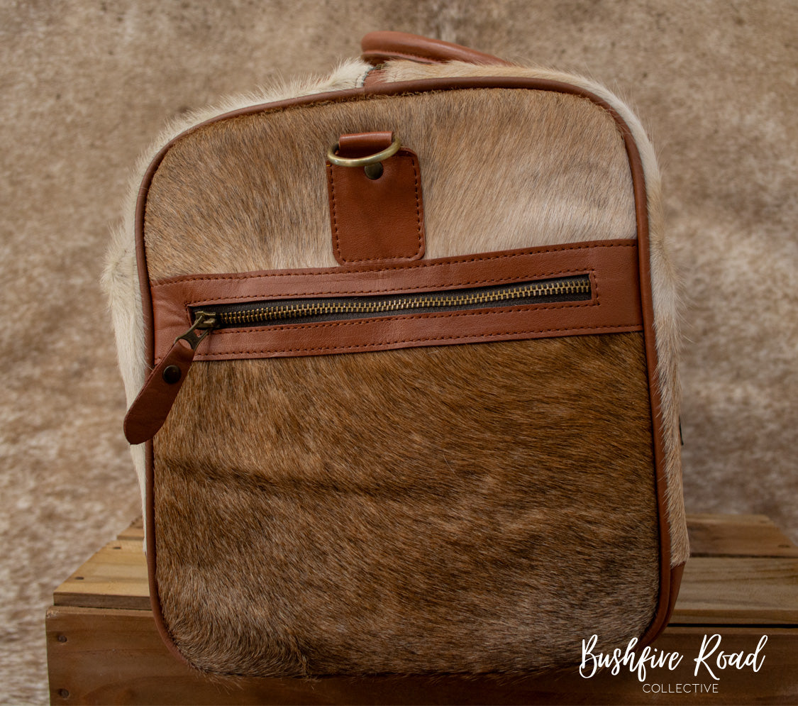 Beige Cowhide Duffel