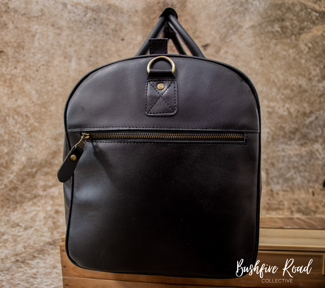Mick Black Leather Duffel