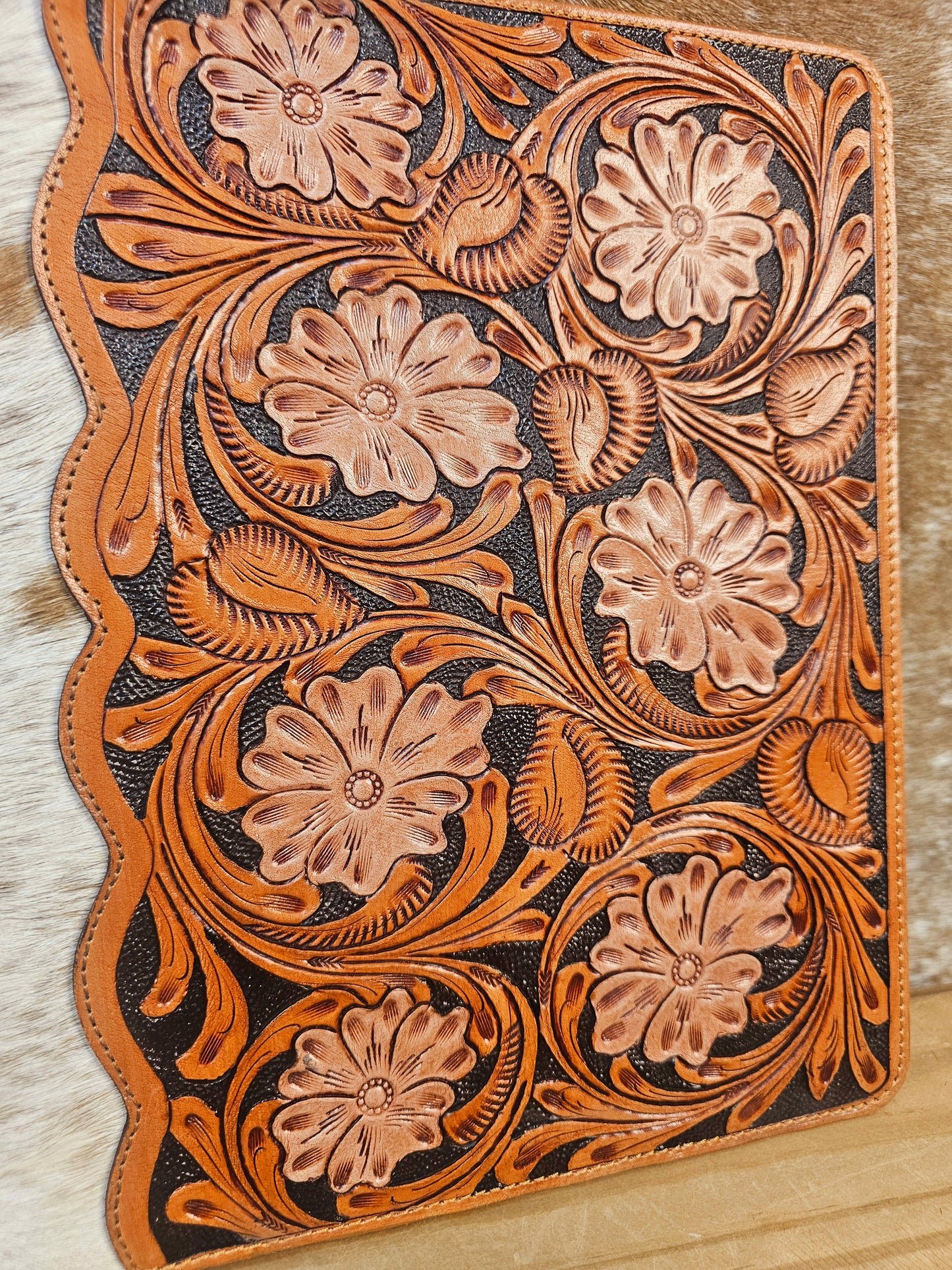 Flora Cowhide & Tooled Leather Folio