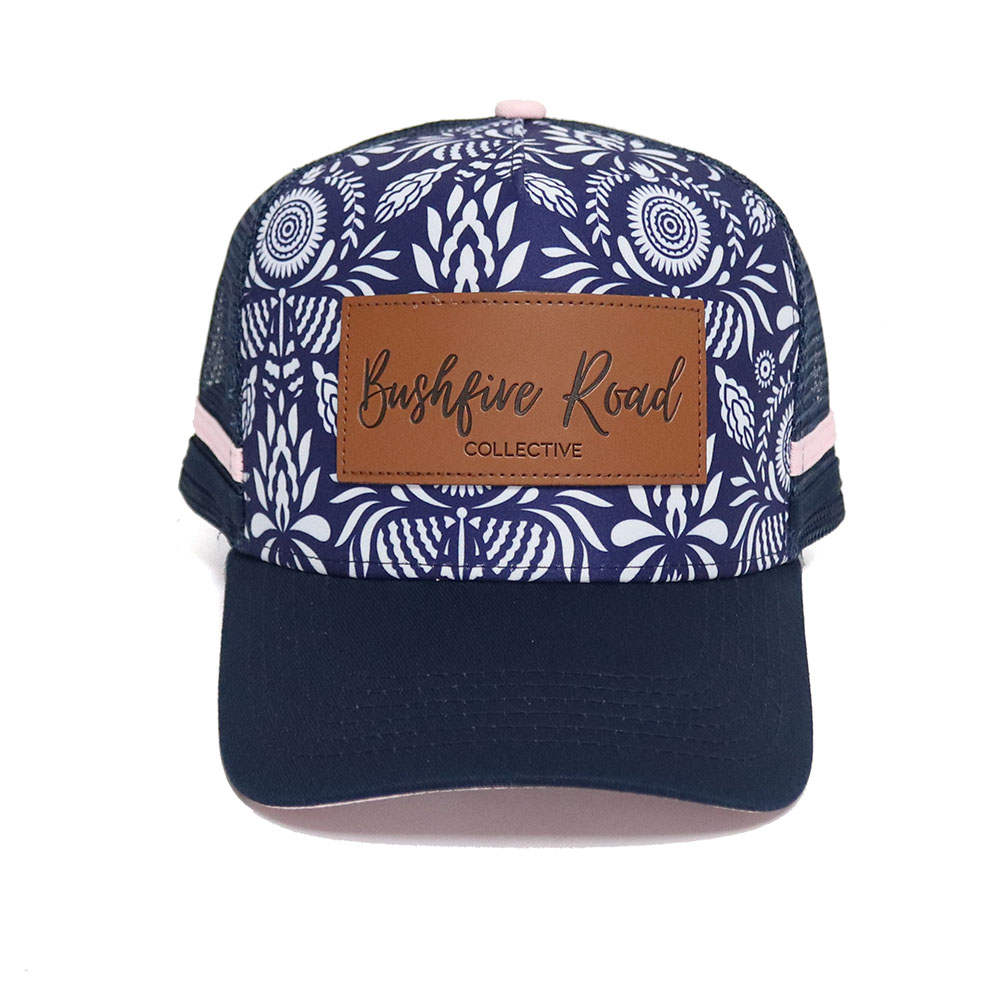 Navy Floral Trucker