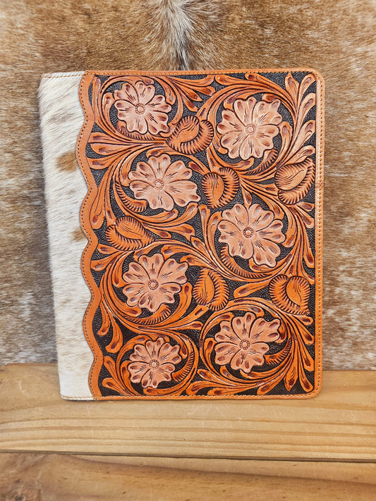 Flora Cowhide & Tooled Leather Folio