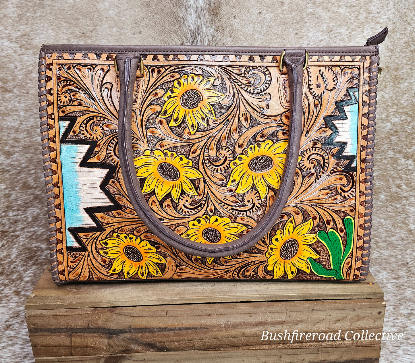 Southwest Sunflower            Large Tote/ Lap Top Bag.