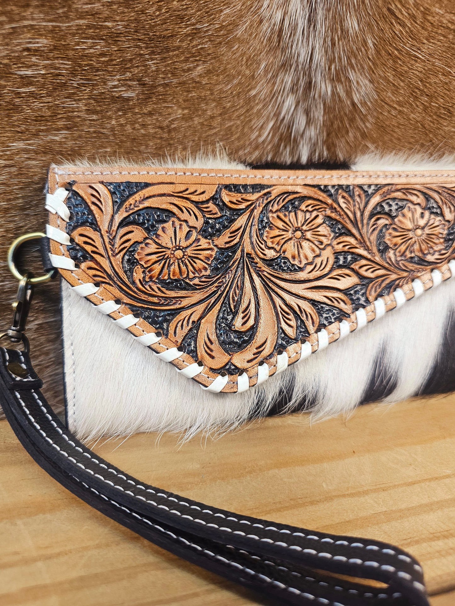 Sierra Tooled Leather & Hide Fringe Bag