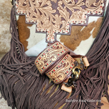 Carly Tooled Leather & Cowhide Fringe Bag