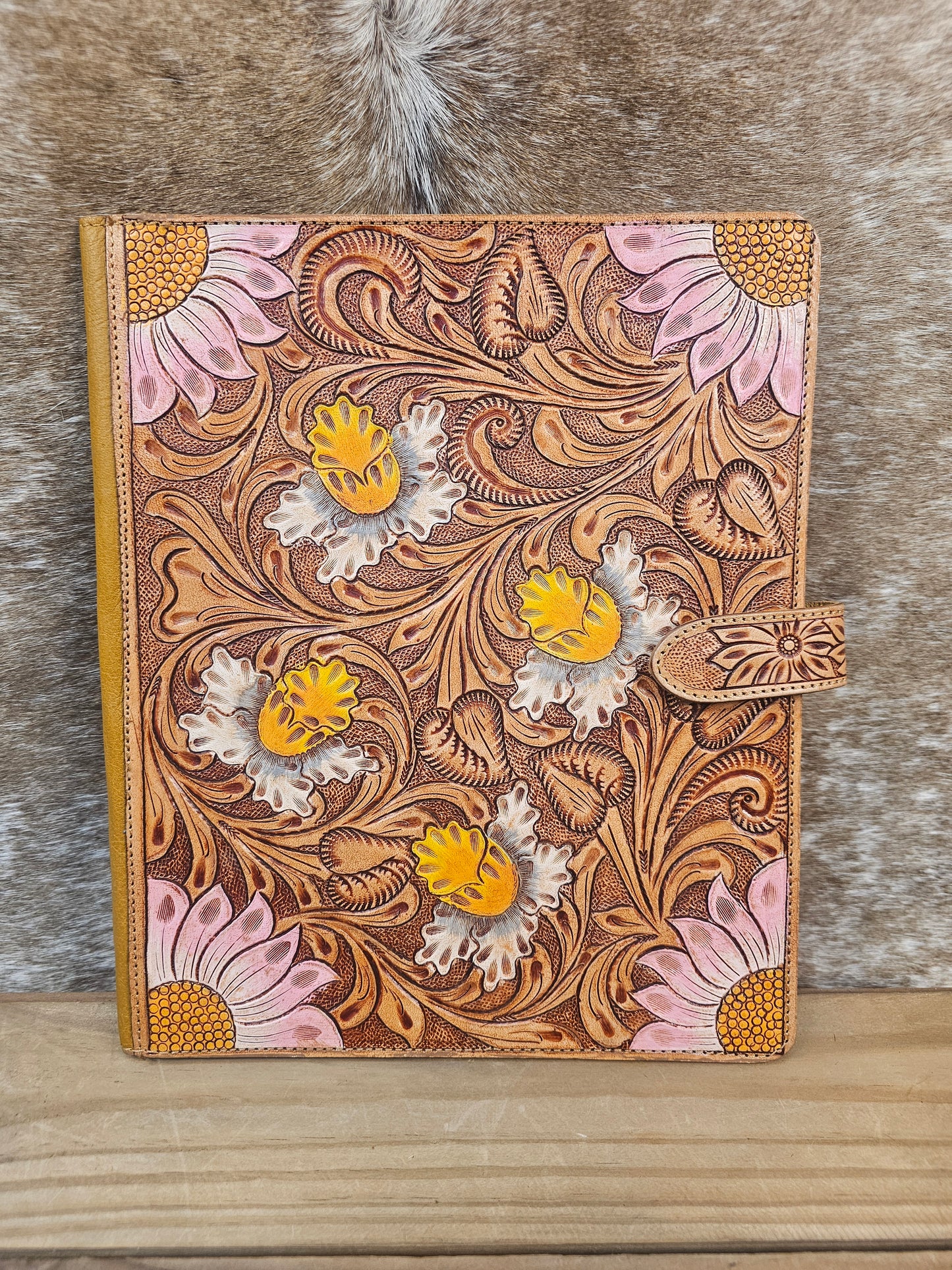 Daffodil Tooled Leather Folder