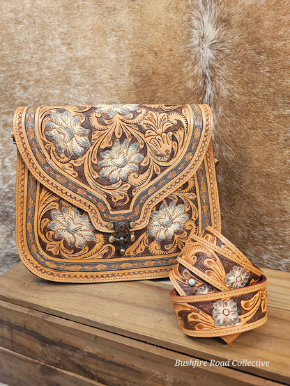 The Dakota Bloom Tooled Leather Shoulder Bag