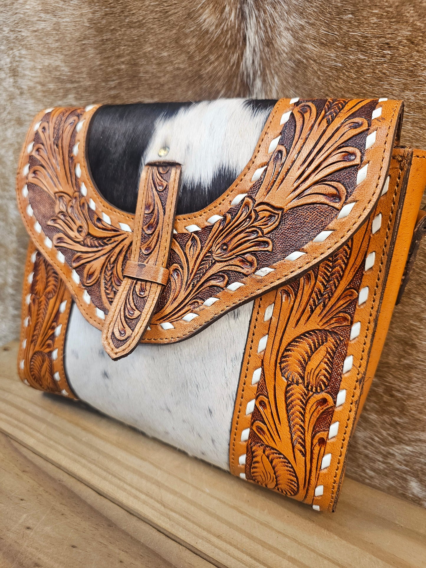 The Harriett Tooled Leather & Cowhide Crossbody