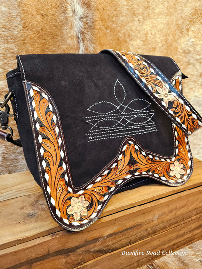 The Mesa Midnight Suede Crossbody 🖤