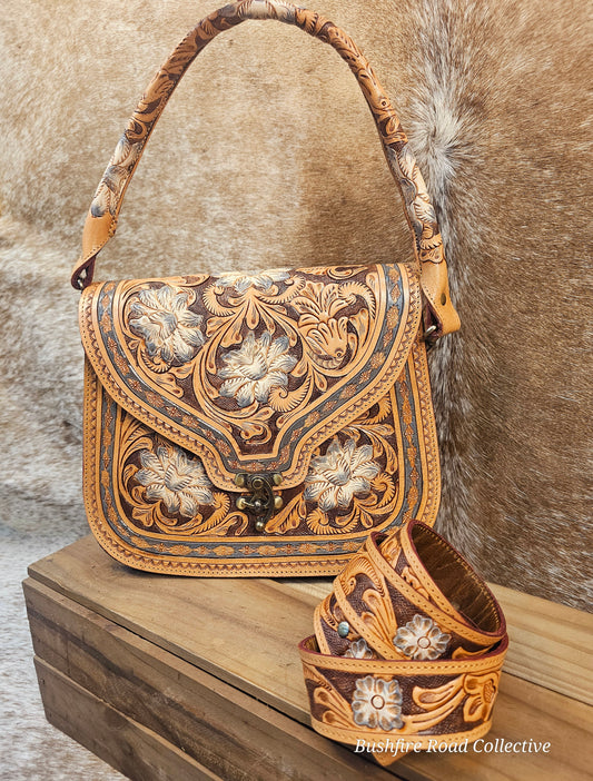The Dakota Bloom Tooled Leather Shoulder Bag