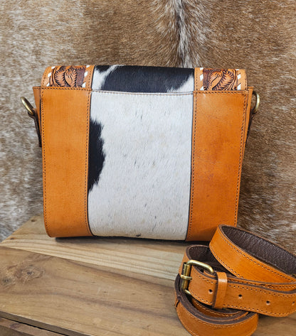 The Harriett Tooled Leather & Cowhide Crossbody
