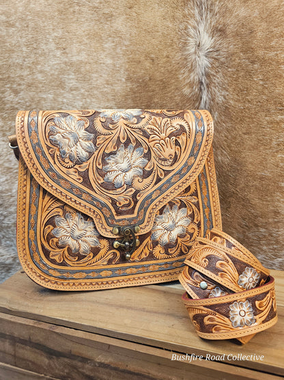 The Dakota Bloom Tooled Leather Shoulder Bag