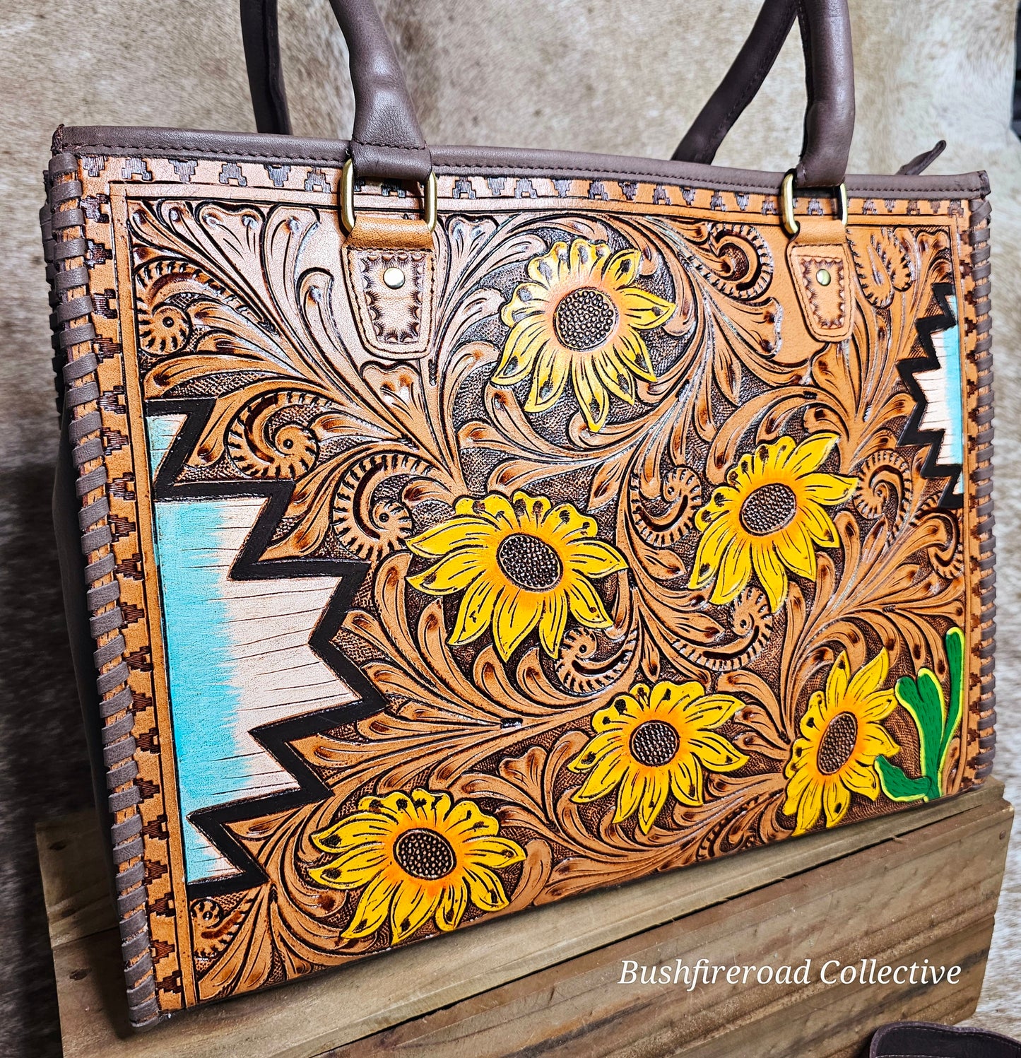 Southwest Sunflower            Large Tote/ Lap Top Bag.