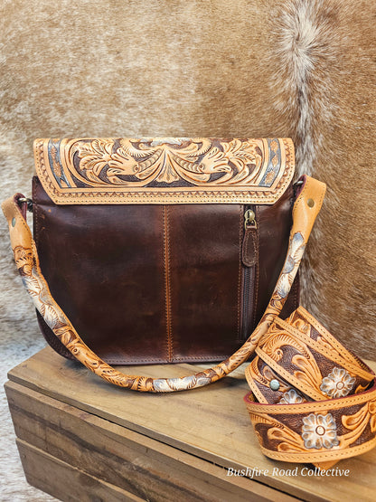 The Dakota Bloom Tooled Leather Shoulder Bag