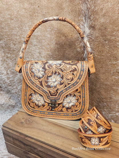 The Dakota Bloom Tooled Leather Shoulder Bag